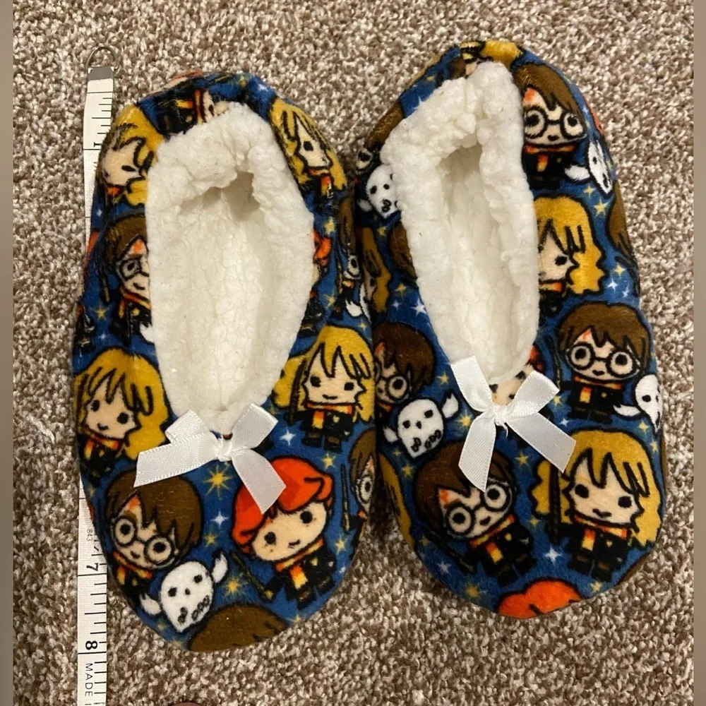 Childs Harry Potter Blue Microsuede Slipper Socks S/M 4-7